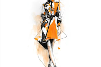 draw a fashion illustration, sketch, portrait
