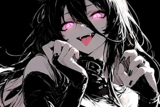 create stylish high contrast dark anime character art