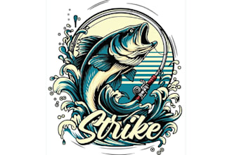 design high quality fishing mascot logo with express delivery