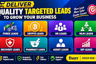 deliver forex leads, crypto, hr, mlm leads,recovery leads, pharmacy, agent, sip