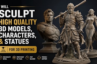 sculpt high quality 3d models, characters, and statues for 3d printing
