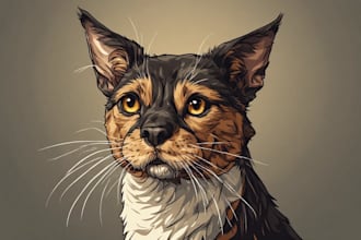design custom pet portrait, dog portrait, cat portrait illustration