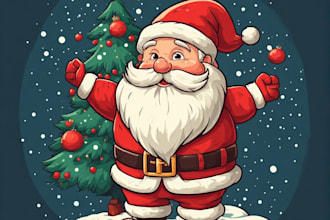 custom make christmas cartoon illustration concept art