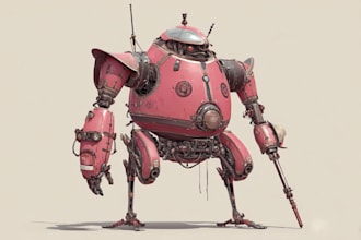 draw mecha robot armor character concept for you