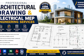professional architectural drawing and electrical mep engineering 2d floor plan