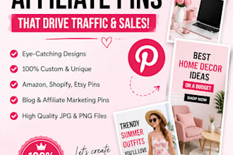 design high converting pinterest affiliate pins for blogs amazon shopify etsy