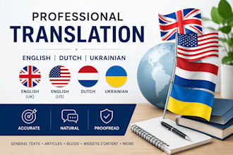 professionally translate english, ukrainian and dutch texts