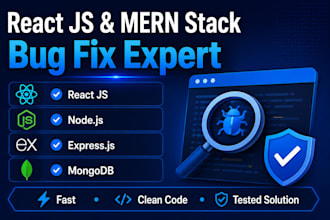 fix react js and mern stack bugs