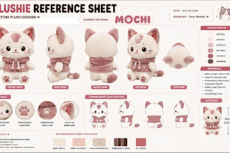design custom plushie reference sheet stuffed animal toy tech pack ych concept
