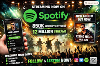increase spotify playlist, monthly listeners, spotify stream, album