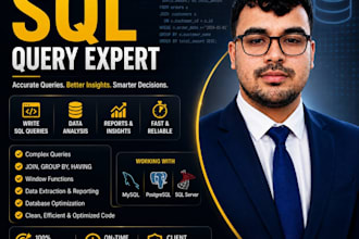 write sql queries, optimize mysql databases, and create fix sql issues