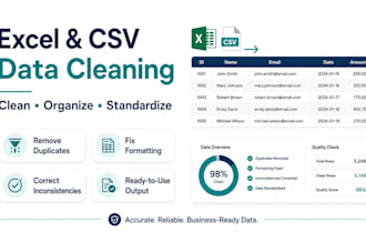 clean and organize your excel or CSV data