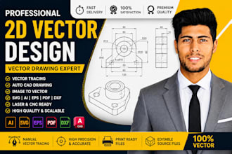 create professional 2d vector drawings, vector tracing, autocad vector design