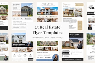 give you 25 printable real estate flyer templates for canva