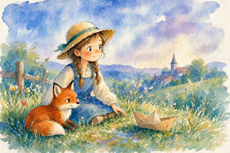 draw watercolor childrens story book illustration