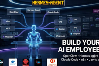 build autonomous jarvis ai employee openclaw hermes agent claude code n8n docker
