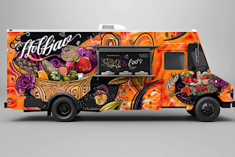 create a food truck wrap and truck wrap design