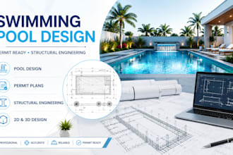 design swimming pool design , structural drawing and engineering design