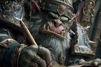 draw epic grimdark sci fi warrior character art and custom battle portraits