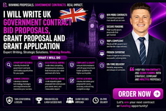 write UK government contract bid proposals, grant proposal and grant application