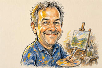 create a custom hobby caricature with a hand drawn portrait