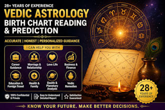 provide accurate vedic astrology birth chart reading and prediction 28 yrs exp