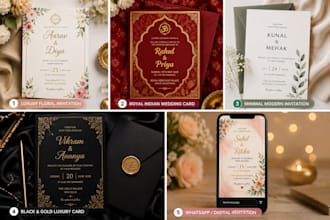 design elegant wedding invitation cards, save the date and digital invite
