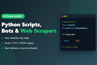 build a python automation script, bot, or web scrape