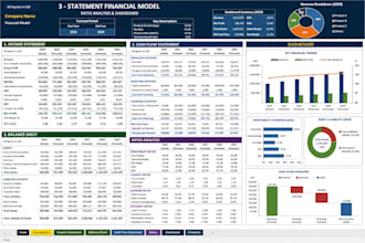 build a professional 3 statement financial model in excel