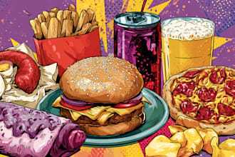 make a food pop art illustration