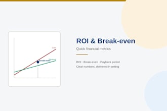 calculate ROI, break even, and payback period for your project