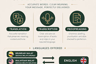 translate, transcript, proofread malay