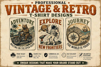 design custom vintage retro t shirt designs for print on demand