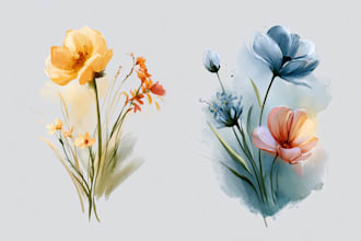 paint watercolor flowers and botanical illustrations