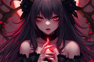 draw dark gothic anime illustrations and characters