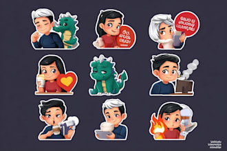 draw cartoon stickers, emoji, emoticon and cartoon