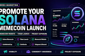 promote your solana memecoin launch, memecoin website and token launch