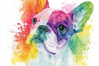 draw a rainbow watercolor portrait of your pet