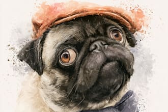 create a custom watercolor pet portrait or pet painting