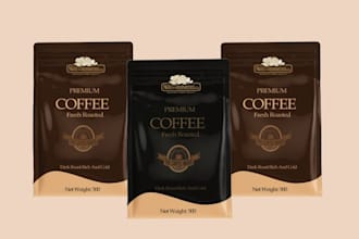 design premium coffee packaging, pouch, and label design