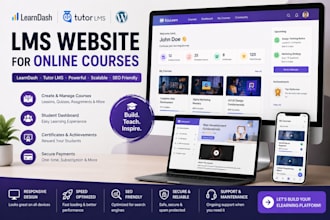 build lms website online course website learndash website and tutor lms website