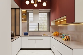 a modern kitchen interior and create working drawings