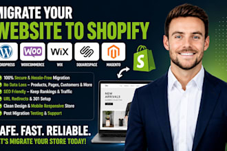 migrate wordpress to shopify, woocommerce wix squarespace website to shopify