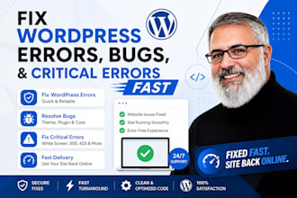 fix wordpress errors, bugs, and critical errors fast
