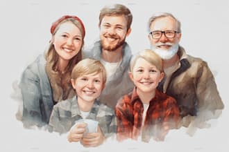 draw watercolor family portrait in procreate
