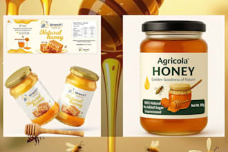 design honey jar labels, jam labels and homemade food packaging design
