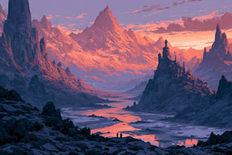 create stunning fantasy landscape, background illustration