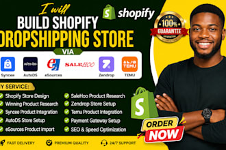 build shopify dropshipping store via syncee autods esources salehoo zendrop temu