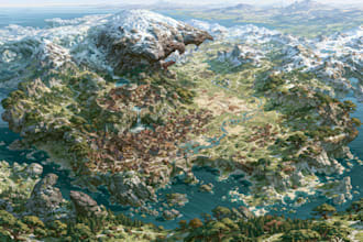 map illustration, isometric map, illustrated map,