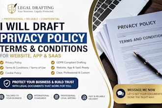 draft privacy policy terms and condition for website app and saas